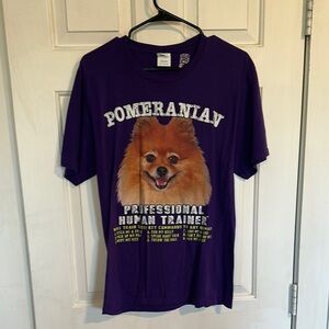 Pomeranian Professional Human Trainer Purple Tshirt size medium